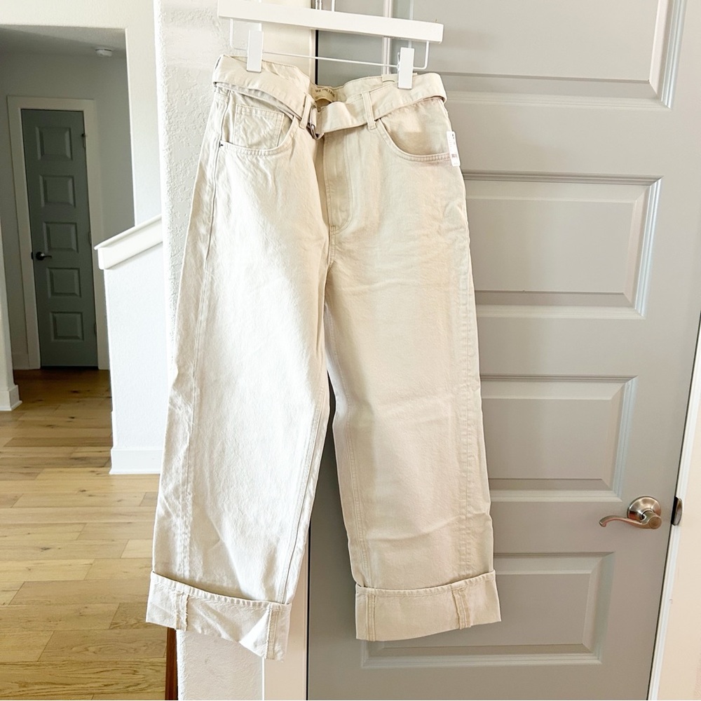 NWT Free People East Bay Cuffed Straight Belted Baggy Jeans - Picture 3 of 6